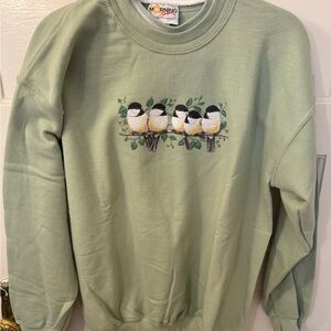 Vintage 1990s Green Sweater with Birds